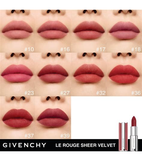 givenchy le rouge sheer velvet lipstick swatches|Givenchy sheer velvet lipstick.